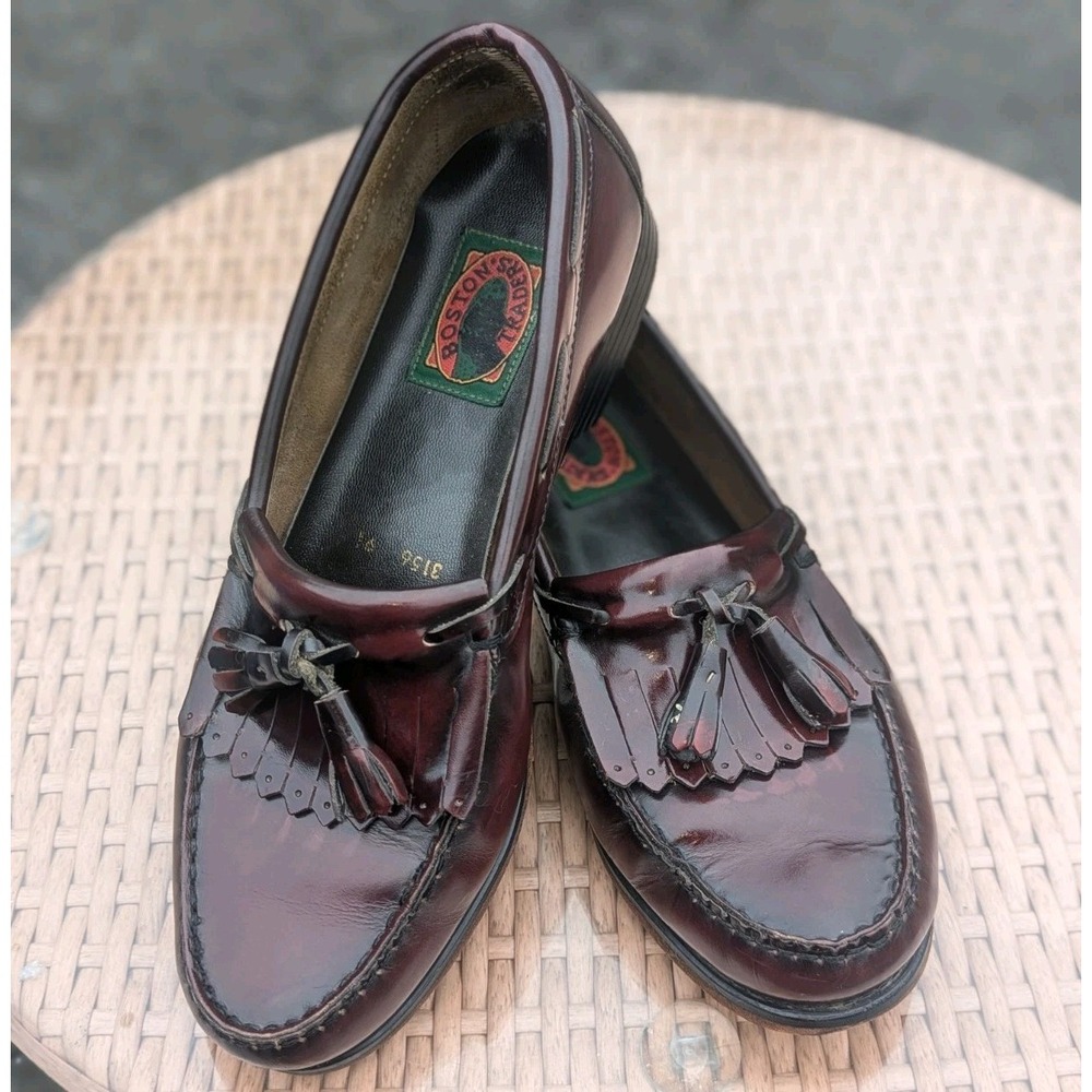 Preppy Ivy League Kiltie Tassel Loafers Boston Traders Burgundy Leather VTG 9.5